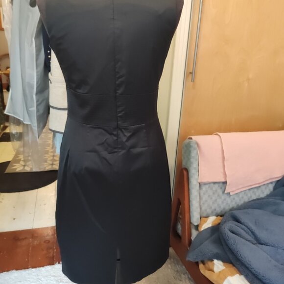 Teenflo Little Black Dress Boat Neck Satin Sheath Sz 8 Made in Canada - Picture 4 of 10